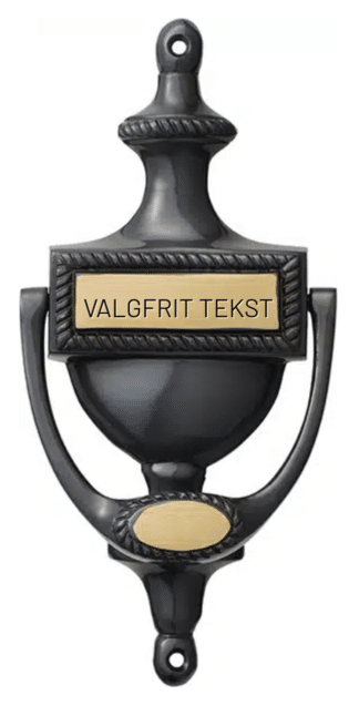 Dørhammer_børstet_sortlakeret_messing_gravering_inkluderet