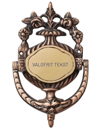 Dørhammer i børstet messing. Gravering er inkluderet. Prag